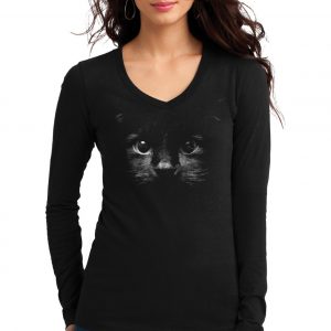 Изображение Женский лонгслив с черным котом
