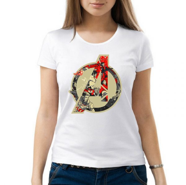 Изображение Женская белая футболка Мстители Лого
