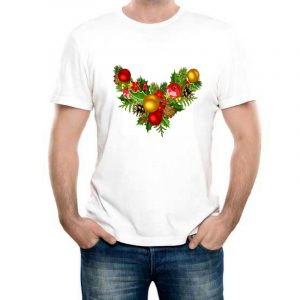 Изображение Мужская белая футболка Рождественский Венок