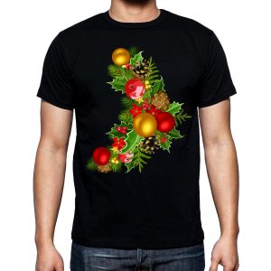 Изображение Мужская черная футболка Рождественский Венок
