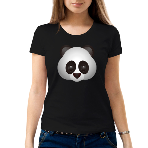Изображение Женская футболка черная Смайл серая Панда