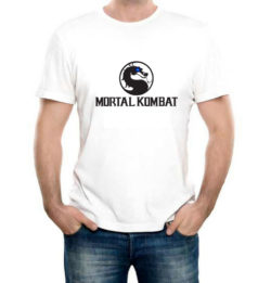 Изображение Футболка мужская белая Mortal Kombat Черное Лого