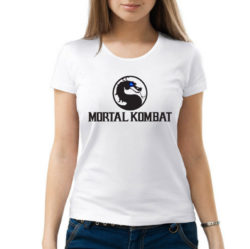 Изображение Футболка женская белая Mortal Kombat Черное Лого