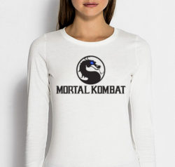 Изображение Лонгслив женский белый Mortal Kombat Черное Лого