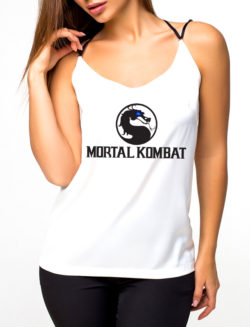 Изображение Майка женская белая Mortal Kombat Черное Лого